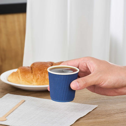 Restpresso 4 oz Midnight Blue Paper Coffee Cup - Ripple Wall - 2 1/2" x 2 1/2" x 2 1/4" - 500 count box