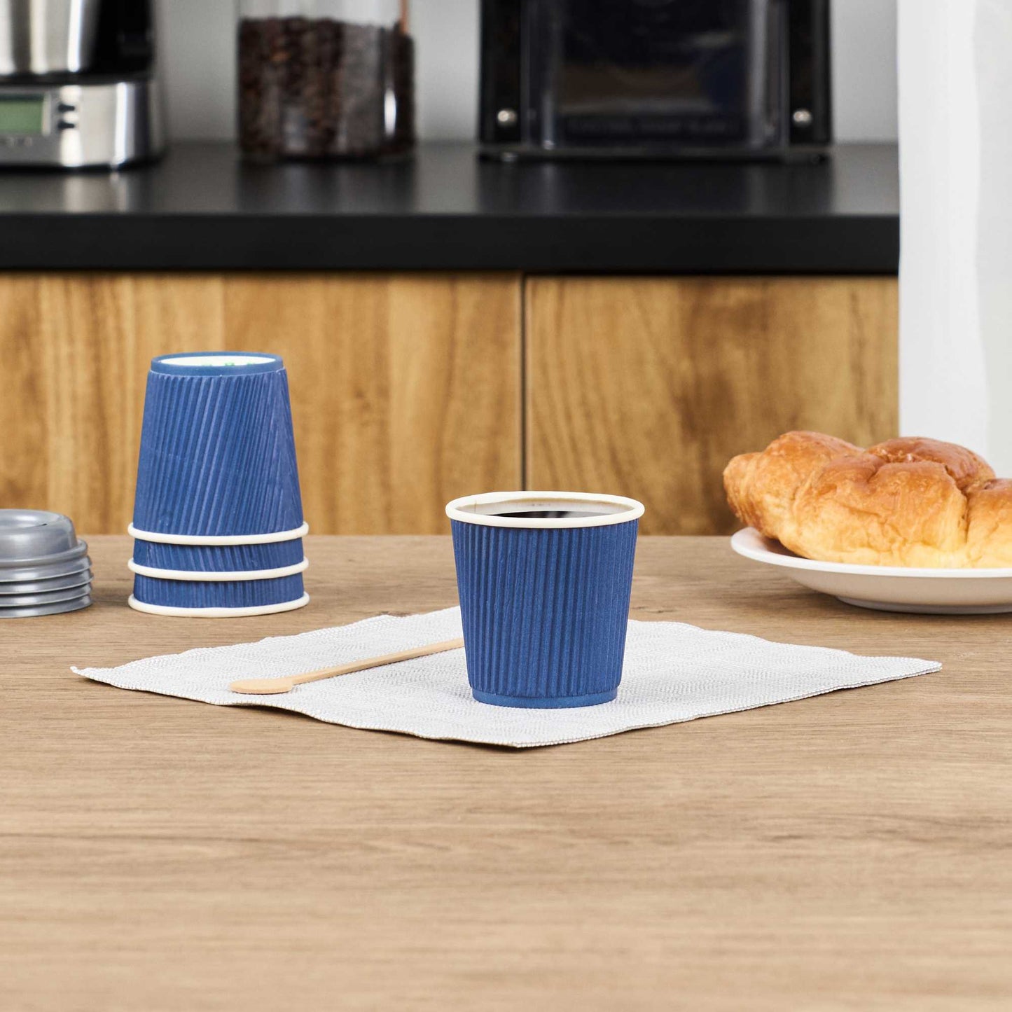 Restpresso 4 oz Midnight Blue Paper Coffee Cup - Ripple Wall - 2 1/2" x 2 1/2" x 2 1/4" - 500 count box