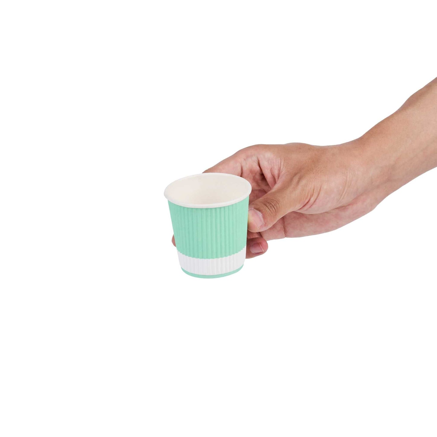 Restpresso 4 oz Light Green Paper Coffee Cup - Ripple Wall - 2 1/2" x 2 1/2" x 2 1/4" - 25 count box