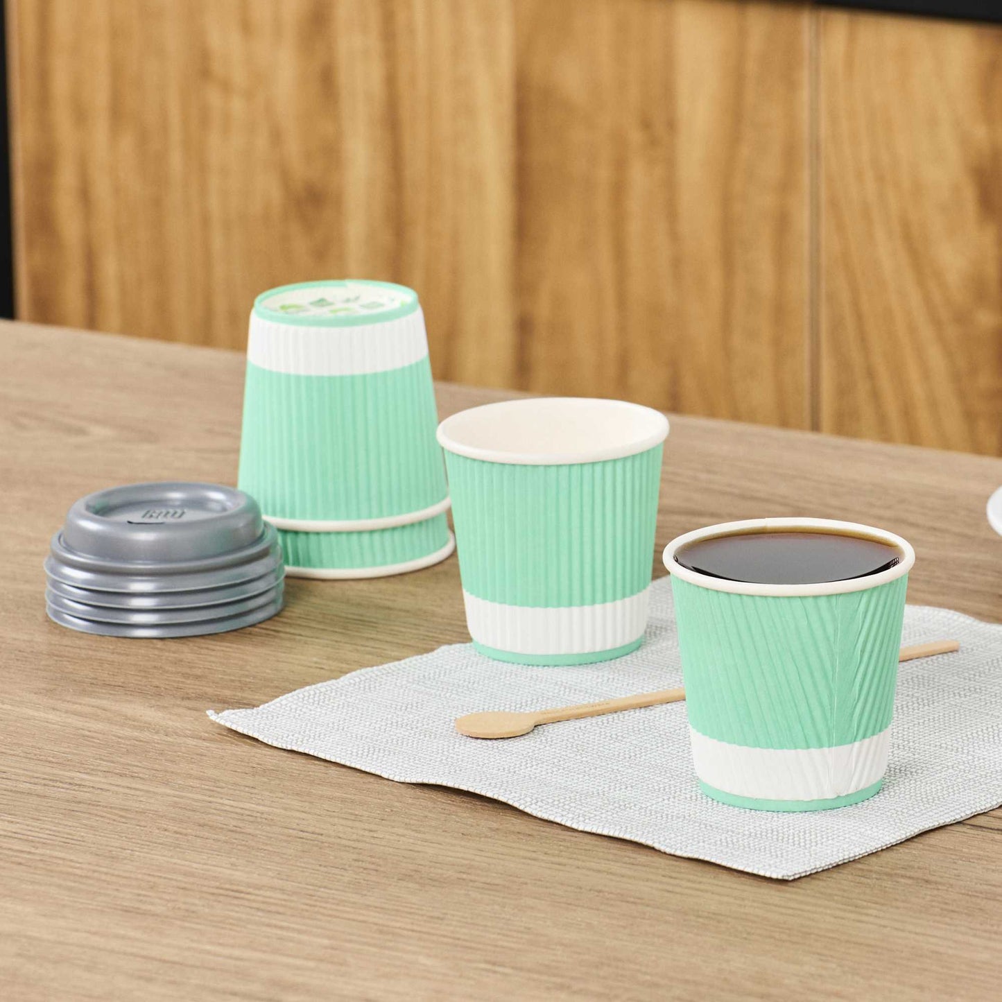 Restpresso 4 oz Light Green Paper Coffee Cup - Ripple Wall - 2 1/2" x 2 1/2" x 2 1/4" - 500 count box