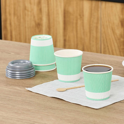 Restpresso 4 oz Light Green Paper Coffee Cup - Ripple Wall - 2 1/2" x 2 1/2" x 2 1/4" - 500 count box