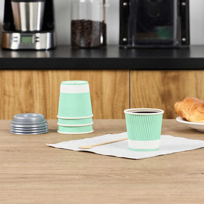 Restpresso 4 oz Light Green Paper Coffee Cup - Ripple Wall - 2 1/2" x 2 1/2" x 2 1/4" - 500 count box