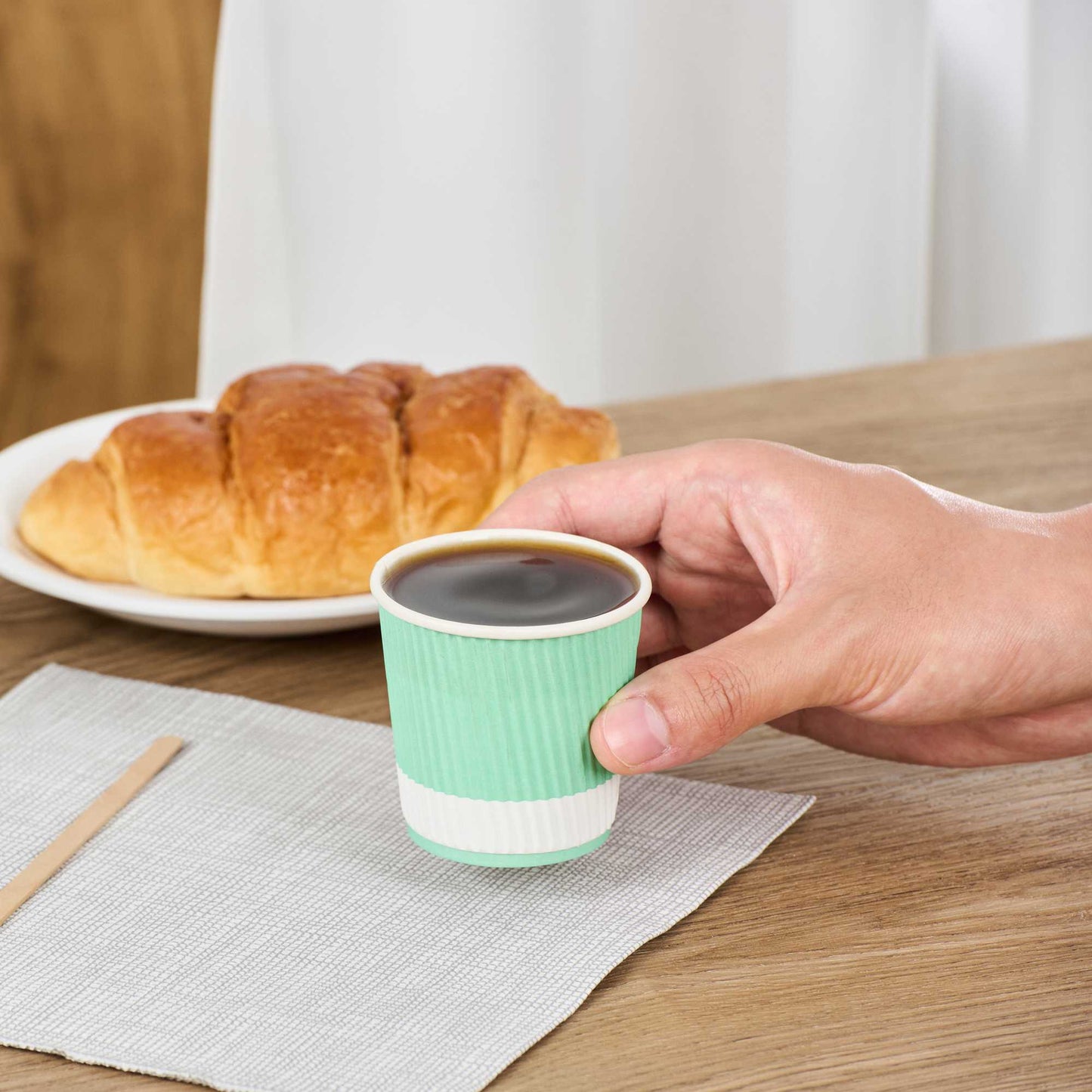 Restpresso 4 oz Light Green Paper Coffee Cup - Ripple Wall - 2 1/2" x 2 1/2" x 2 1/4" - 500 count box