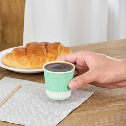 Restpresso 4 oz Light Green Paper Coffee Cup - Ripple Wall - 2 1/2" x 2 1/2" x 2 1/4" - 500 count box