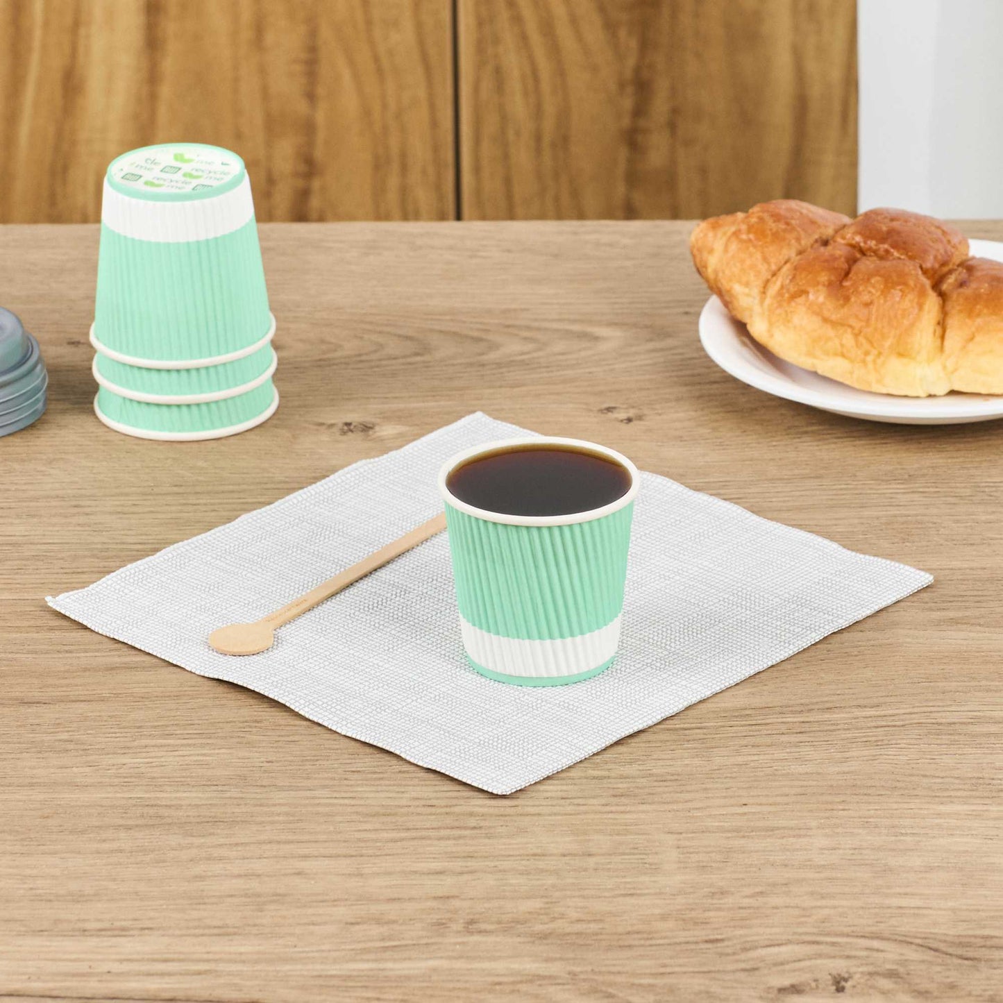 Restpresso 4 oz Light Green Paper Coffee Cup - Ripple Wall - 2 1/2" x 2 1/2" x 2 1/4" - 500 count box