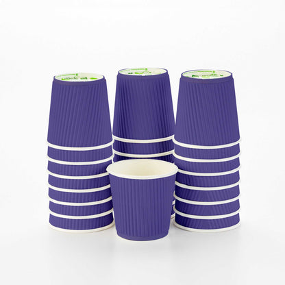Restpresso 4 oz Royal Purple Paper Coffee Cup - Ripple Wall - 2 1/2" x 2 1/2" x 2 1/4" - 25 count box