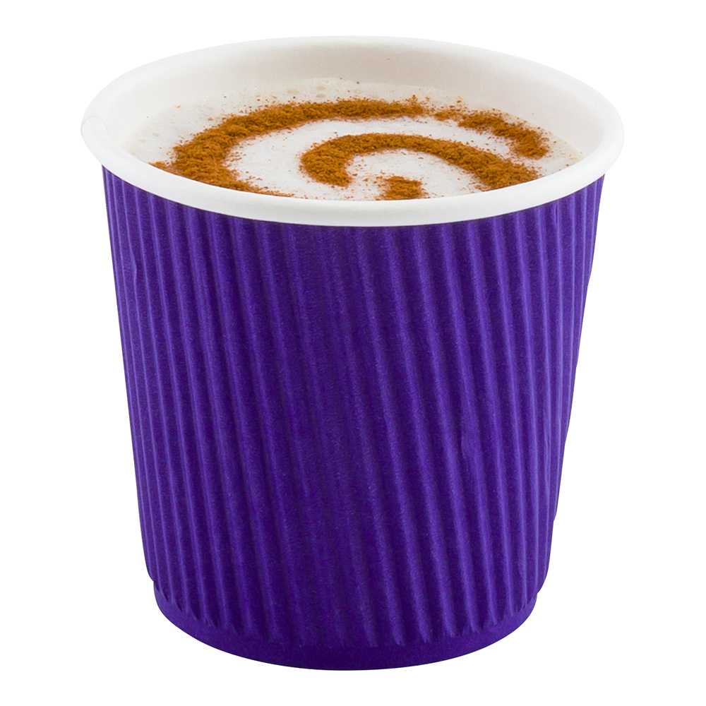 Restpresso 4 oz Royal Purple Paper Coffee Cup - Ripple Wall - 2 1/2" x 2 1/2" x 2 1/4" - 25 count box