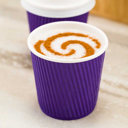 Restpresso 4 oz Royal Purple Paper Coffee Cup - Ripple Wall - 2 1/2" x 2 1/2" x 2 1/4" - 25 count box