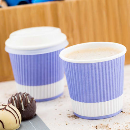 Restpresso 4 oz Light Purple Paper Coffee Cup - Ripple Wall - 2 1/2" x 2 1/2" x 2 1/4" - 25 count box