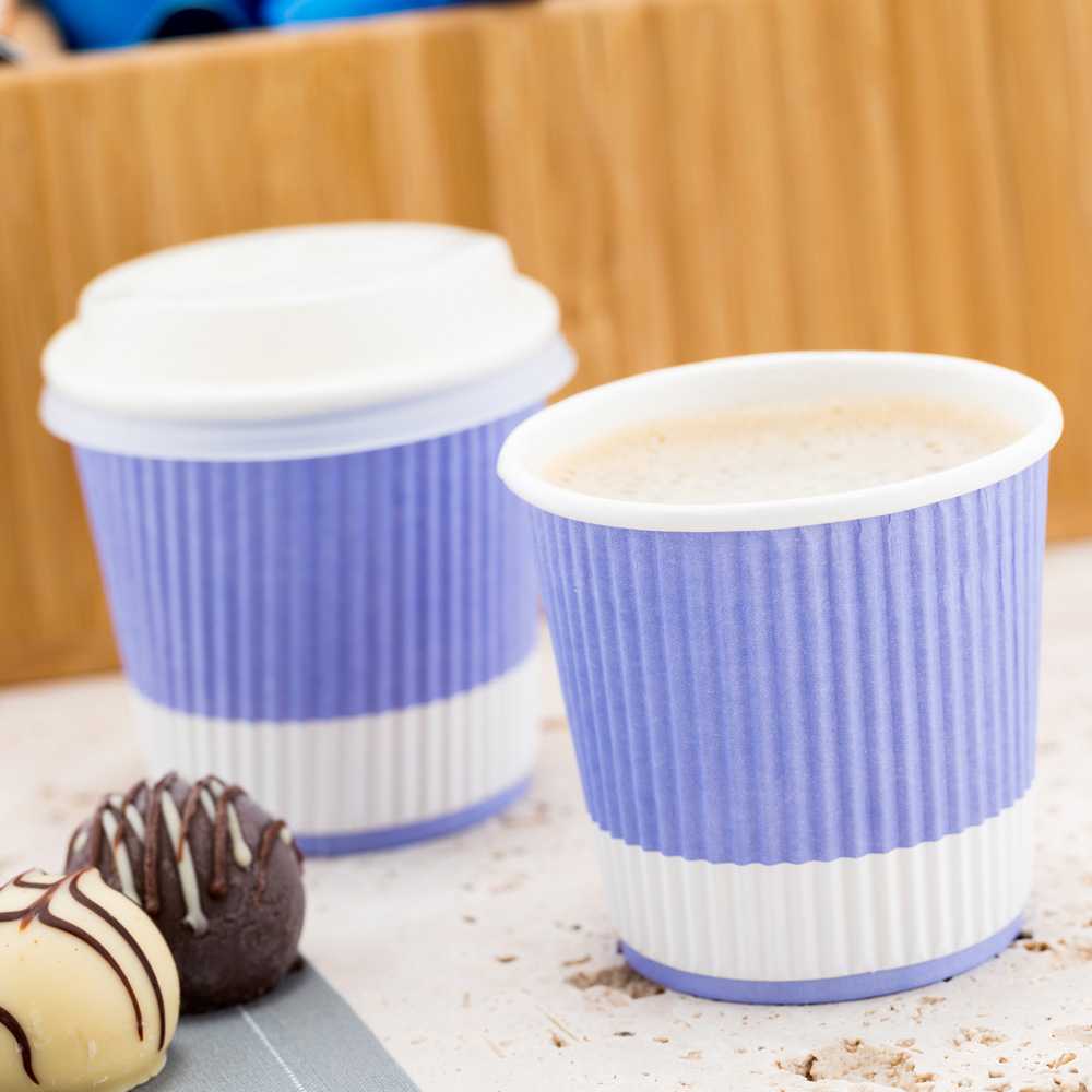 Restpresso 4 oz Light Purple Paper Coffee Cup - Ripple Wall - 2 1/2" x 2 1/2" x 2 1/4" - 500 count box