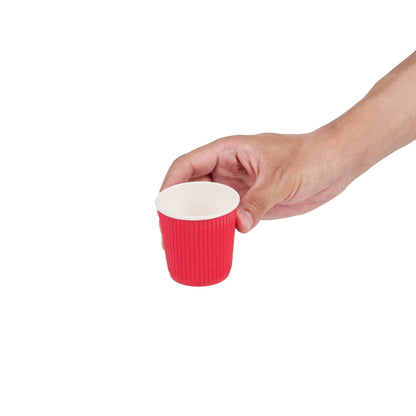 Restpresso 4 oz Red Paper Coffee Cup - Ripple Wall - 2 1/2" x 2 1/2" x 2 1/4" - 25 count box