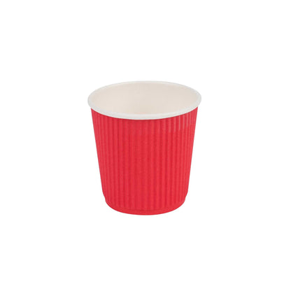Restpresso 4 oz Red Paper Coffee Cup - Ripple Wall - 2 1/2" x 2 1/2" x 2 1/4" - 25 count box