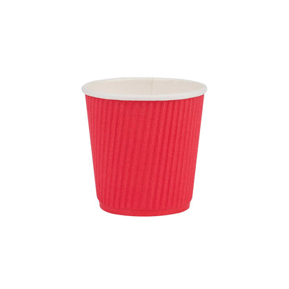 Restpresso 4 oz Red Paper Coffee Cup - Ripple Wall - 2 1/2" x 2 1/2" x 2 1/4" - 25 count box