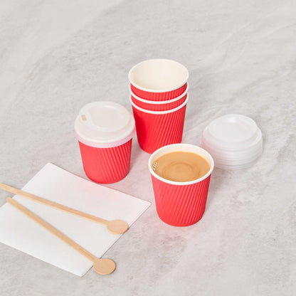 Restpresso 4 oz Red Paper Coffee Cup - Ripple Wall - 2 1/2" x 2 1/2" x 2 1/4" - 25 count box