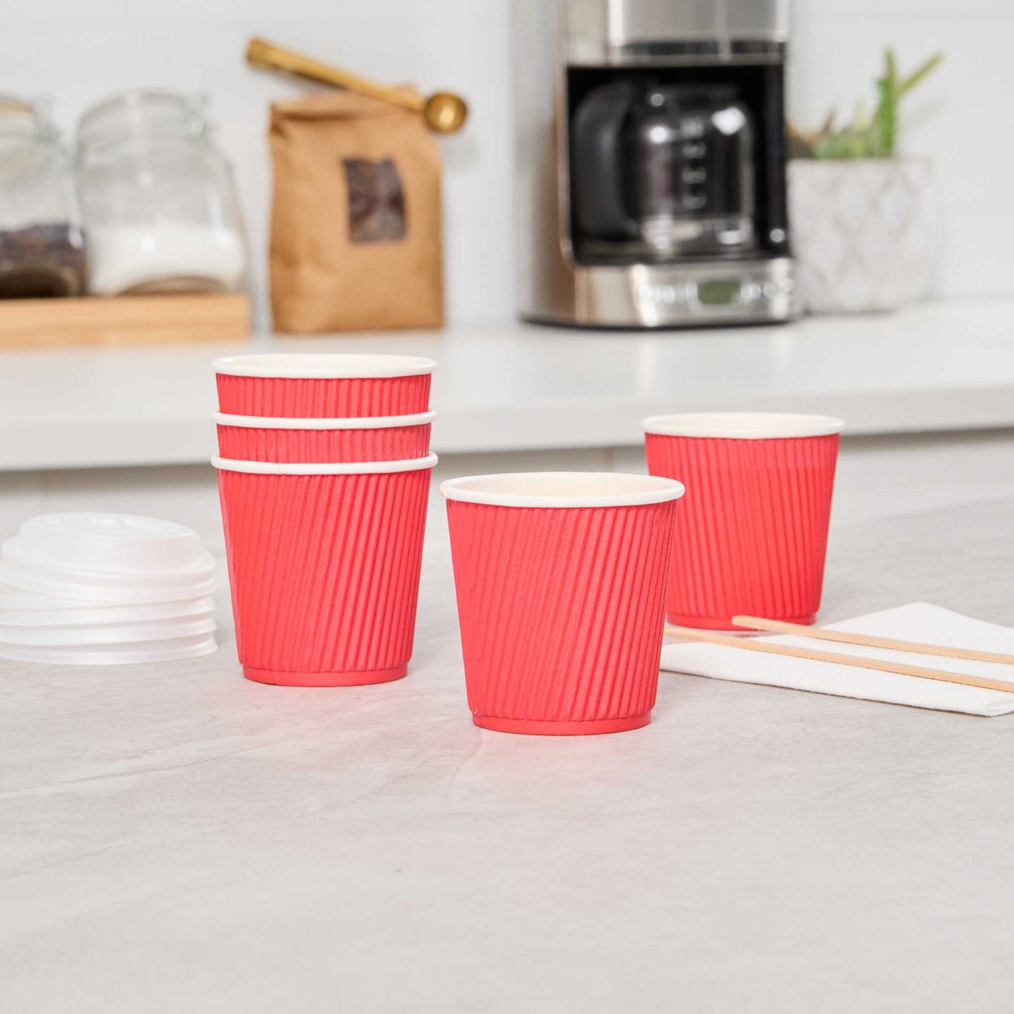 Restpresso 4 oz Red Paper Coffee Cup - Ripple Wall - 2 1/2" x 2 1/2" x 2 1/4" - 500 count box
