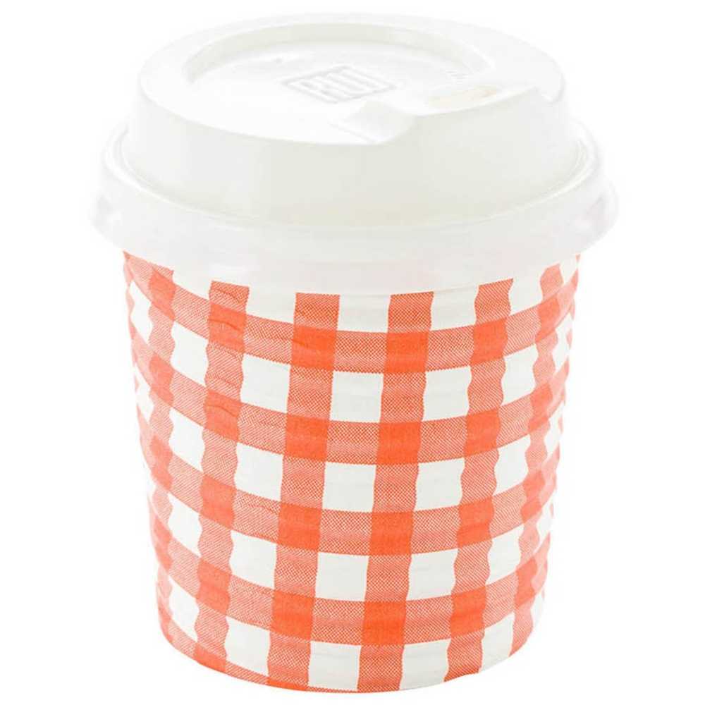 Restpresso 4 oz Picnic Print Paper Coffee Cup - Spiral Wall - 2 1/2" x 2 1/2" x 2 1/4" - 25 count box