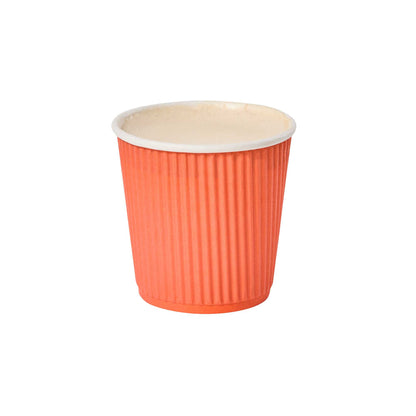 Restpresso 4 oz Tangerine Orange Paper Coffee Cup - Ripple Wall - 2 1/2" x 2 1/2" x 2 1/4" - 500 count box