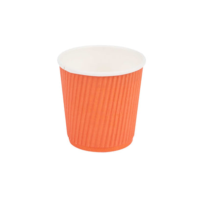 Restpresso 4 oz Tangerine Orange Paper Coffee Cup - Ripple Wall - 2 1/2" x 2 1/2" x 2 1/4" - 25 count box