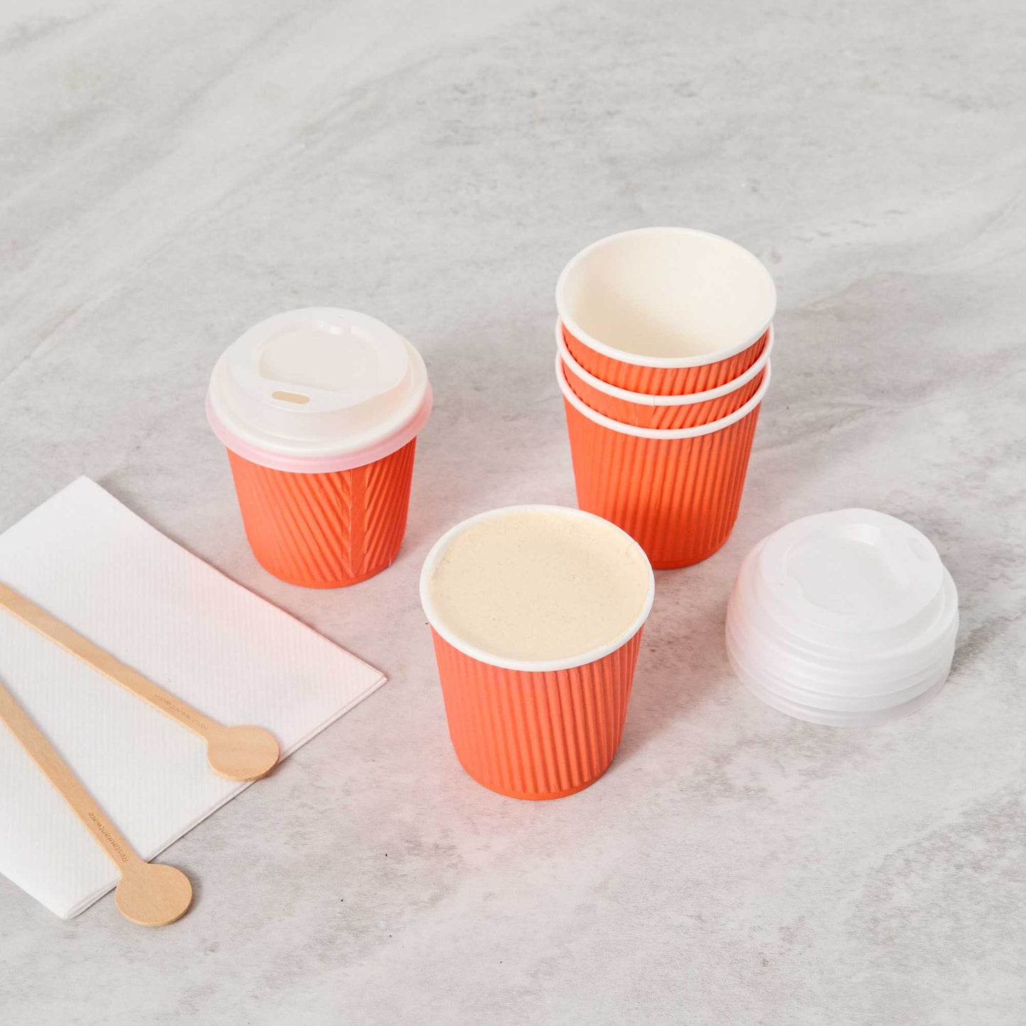Restpresso 4 oz Tangerine Orange Paper Coffee Cup - Ripple Wall - 2 1/2" x 2 1/2" x 2 1/4" - 25 count box