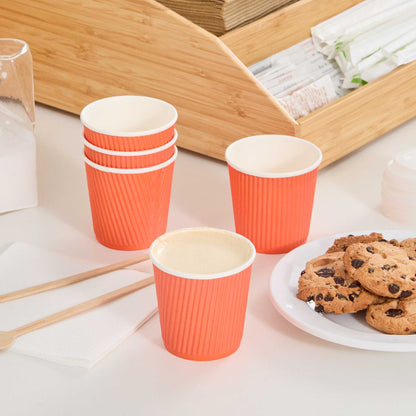 Restpresso 4 oz Tangerine Orange Paper Coffee Cup - Ripple Wall - 2 1/2" x 2 1/2" x 2 1/4" - 500 count box