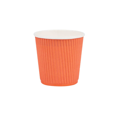 Restpresso 4 oz Tangerine Orange Paper Coffee Cup - Ripple Wall - 2 1/2" x 2 1/2" x 2 1/4" - 500 count box