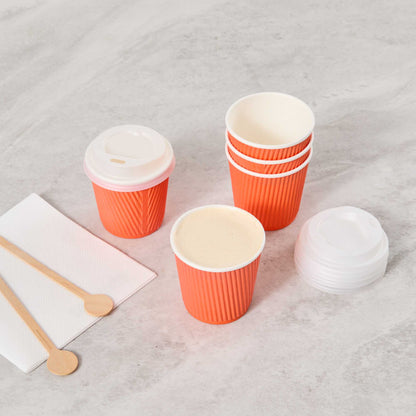 Restpresso 4 oz Tangerine Orange Paper Coffee Cup - Ripple Wall - 2 1/2" x 2 1/2" x 2 1/4" - 500 count box