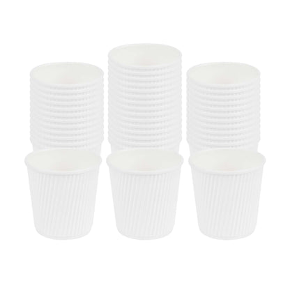 Restpresso 4 oz White Paper Coffee Cup - Ripple Wall - 2 1/2" x 2 1/2" x 2 1/4" - 25 count box