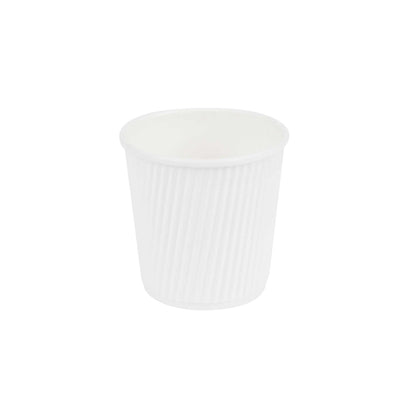 Restpresso 4 oz White Paper Coffee Cup - Ripple Wall - 2 1/2" x 2 1/2" x 2 1/4" - 25 count box