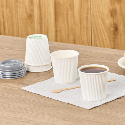 Restpresso 4 oz White Paper Coffee Cup - Ripple Wall - 2 1/2" x 2 1/2" x 2 1/4" - 500 count box