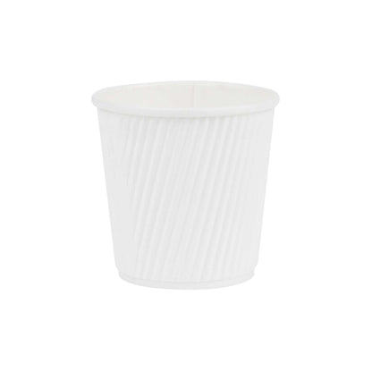 Restpresso 4 oz White Paper Coffee Cup - Ripple Wall - 2 1/2" x 2 1/2" x 2 1/4" - 500 count box