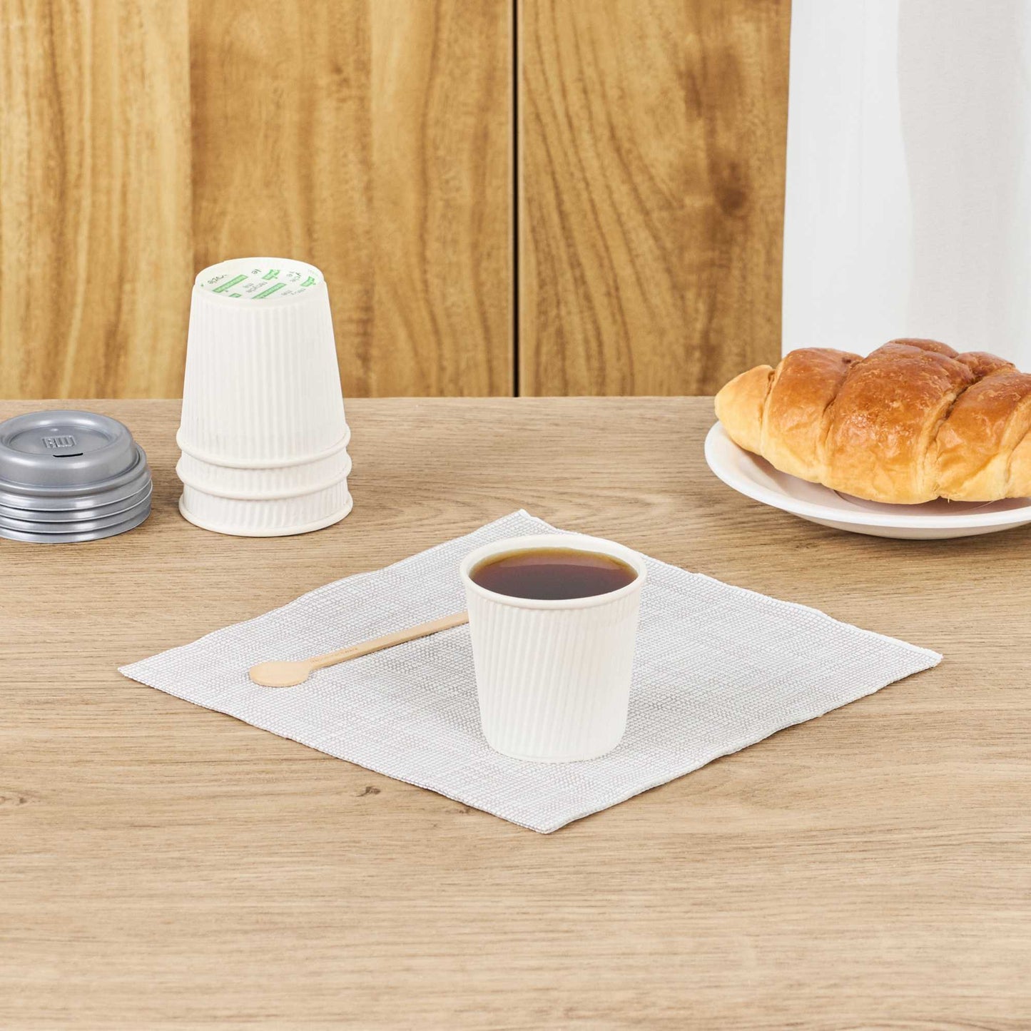 Restpresso 4 oz White Paper Coffee Cup - Ripple Wall - 2 1/2" x 2 1/2" x 2 1/4" - 500 count box