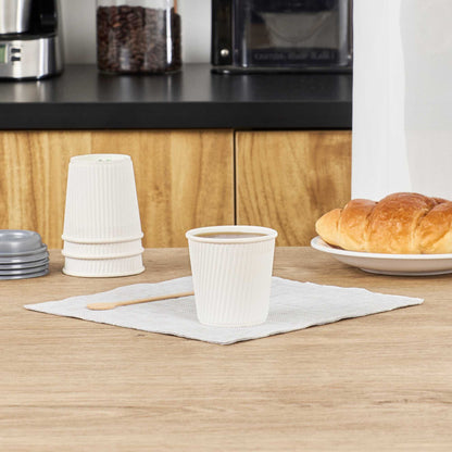 Restpresso 4 oz White Paper Coffee Cup - Ripple Wall - 2 1/2" x 2 1/2" x 2 1/4" - 500 count box