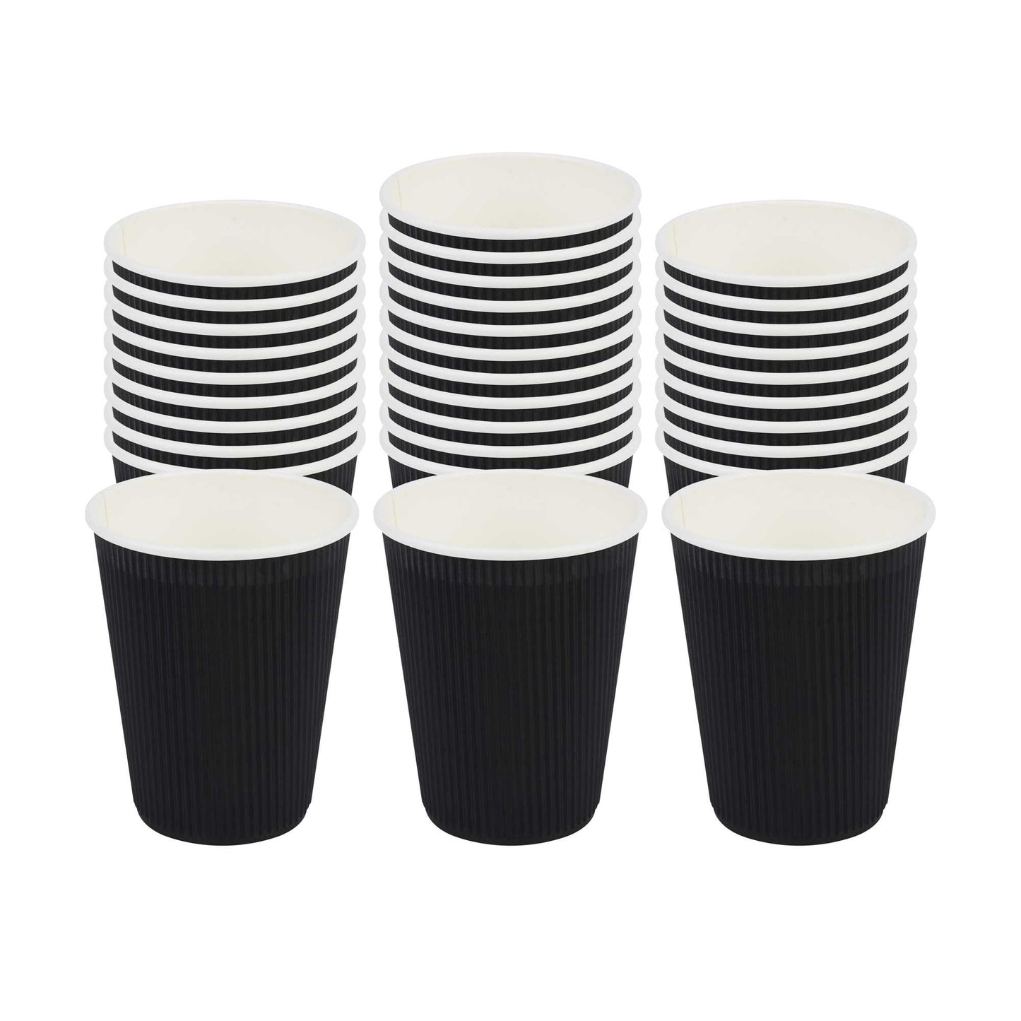 Restpresso 12 oz Black Paper Coffee Cup - Ripple Wall - 3 1/2" x 3 1/2" x 4 1/4" - 25 count box