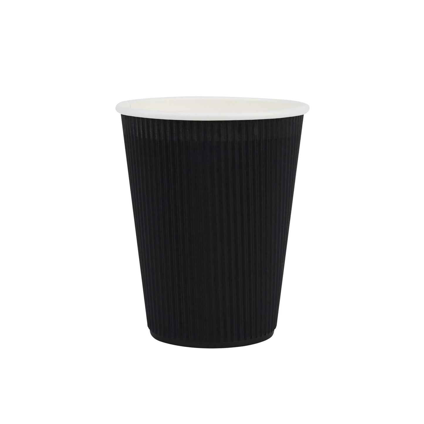 Restpresso 12 oz Black Paper Coffee Cup - Ripple Wall - 3 1/2" x 3 1/2" x 4 1/4" - 500 count box