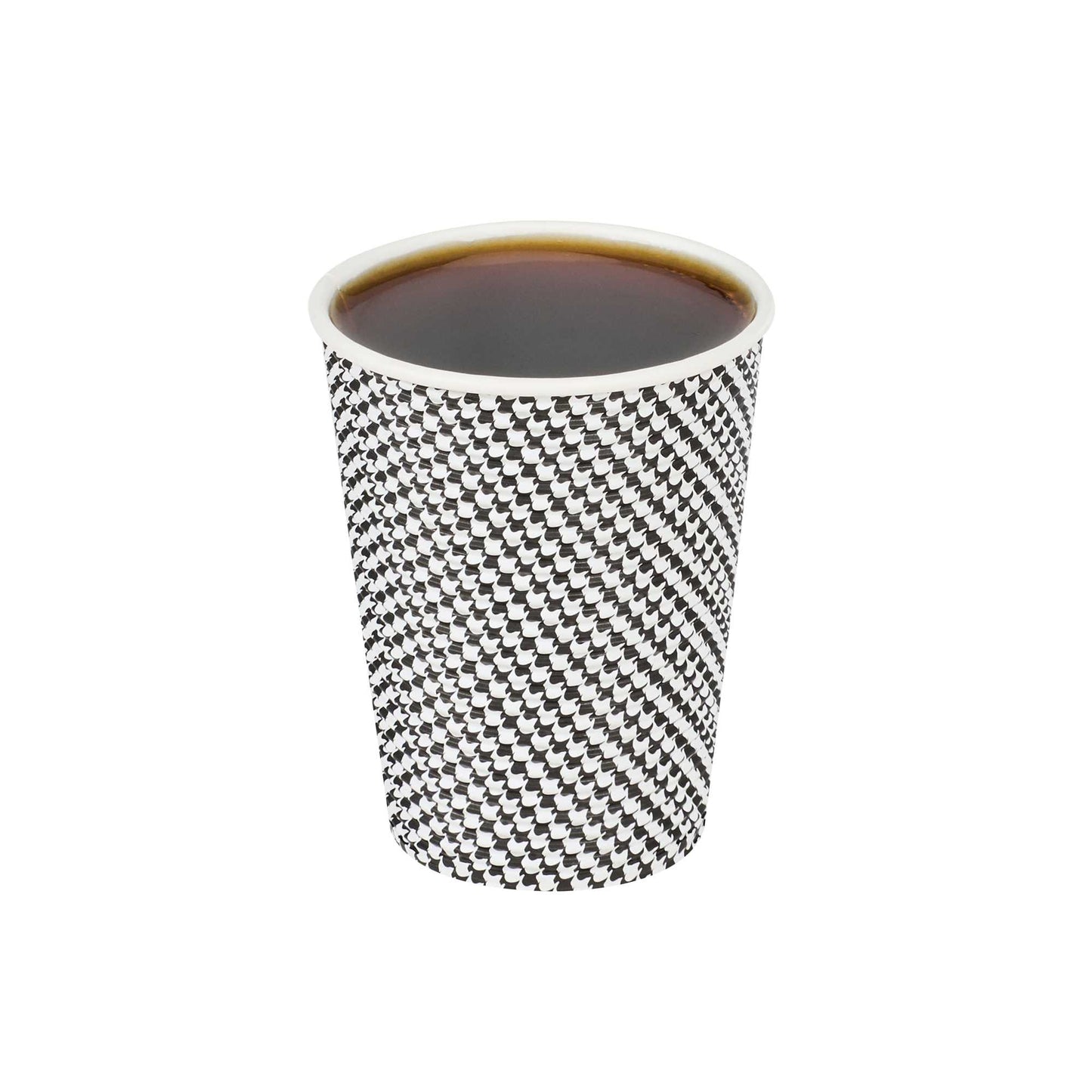 Restpresso 12 oz Houndstooth Paper Coffee Cup - Spiral Wall - 3 1/2" x 3 1/2" x 4 1/4" - 25 count box