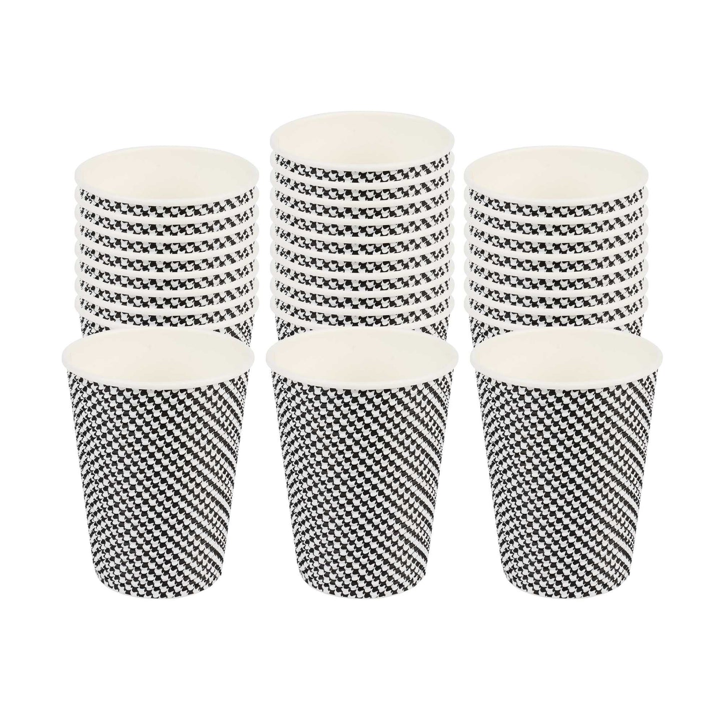 Restpresso 12 oz Houndstooth Paper Coffee Cup - Spiral Wall - 3 1/2" x 3 1/2" x 4 1/4" - 25 count box