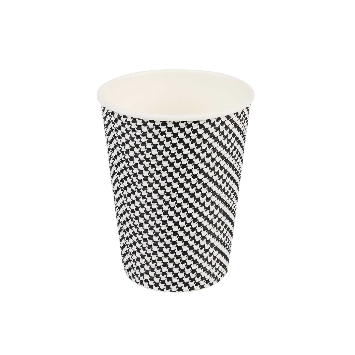 Restpresso 12 oz Houndstooth Paper Coffee Cup - Spiral Wall - 3 1/2" x 3 1/2" x 4 1/4" - 25 count box