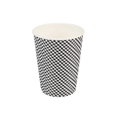 Restpresso 12 oz Houndstooth Paper Coffee Cup - Spiral Wall - 3 1/2" x 3 1/2" x 4 1/4" - 25 count box