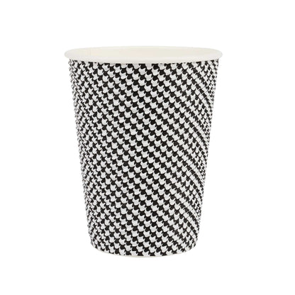 Restpresso 12 oz Houndstooth Paper Coffee Cup - Spiral Wall - 3 1/2" x 3 1/2" x 4 1/4" - 25 count box