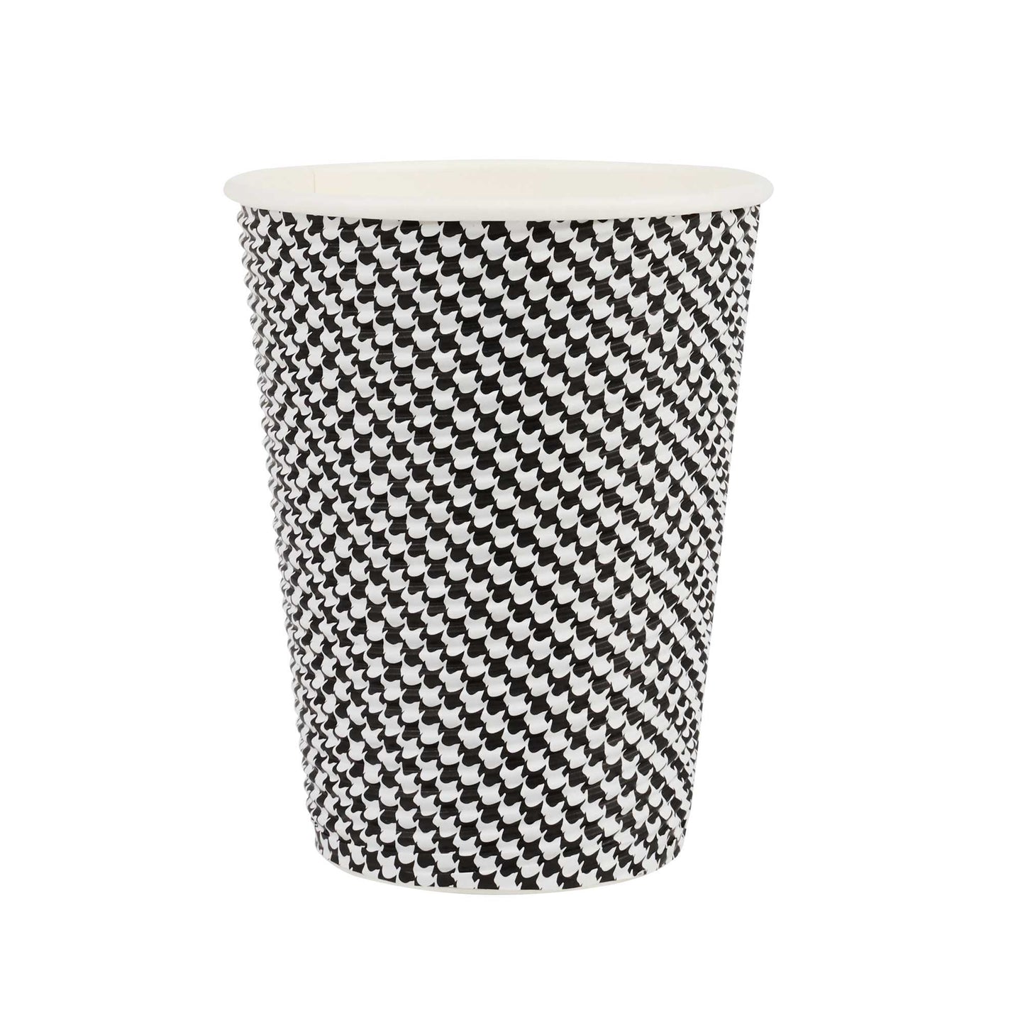 Restpresso 12 oz Houndstooth Paper Coffee Cup - Spiral Wall - 3 1/2" x 3 1/2" x 4 1/4" - 500 count box