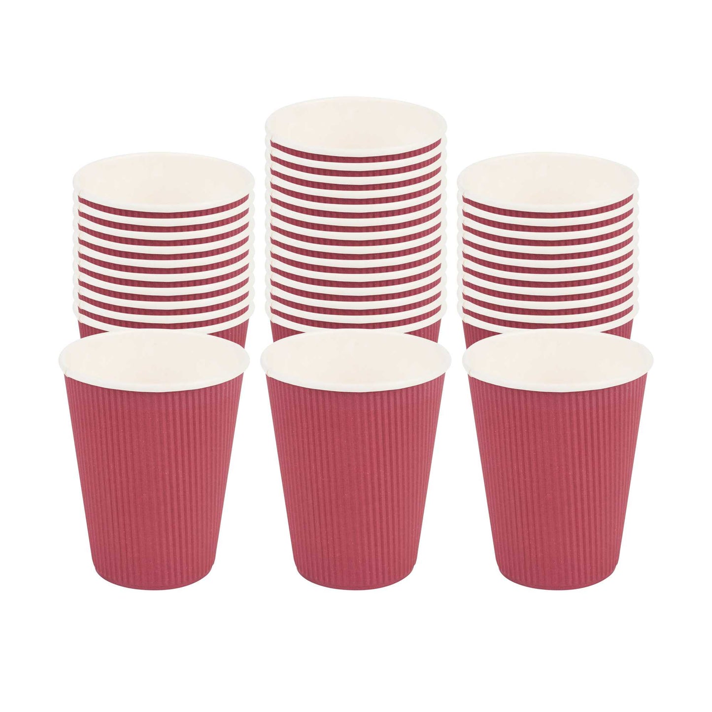 Restpresso 12 oz Crimson Paper Coffee Cup - Ripple Wall - 3 1/2" x 3 1/2" x 4 1/4" - 25 count box