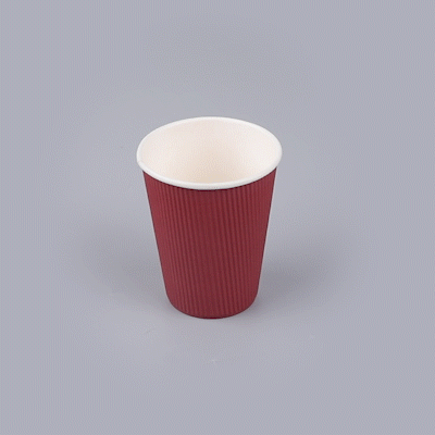 Restpresso 12 oz Crimson Paper Coffee Cup - Ripple Wall - 3 1/2" x 3 1/2" x 4 1/4" - 25 count box