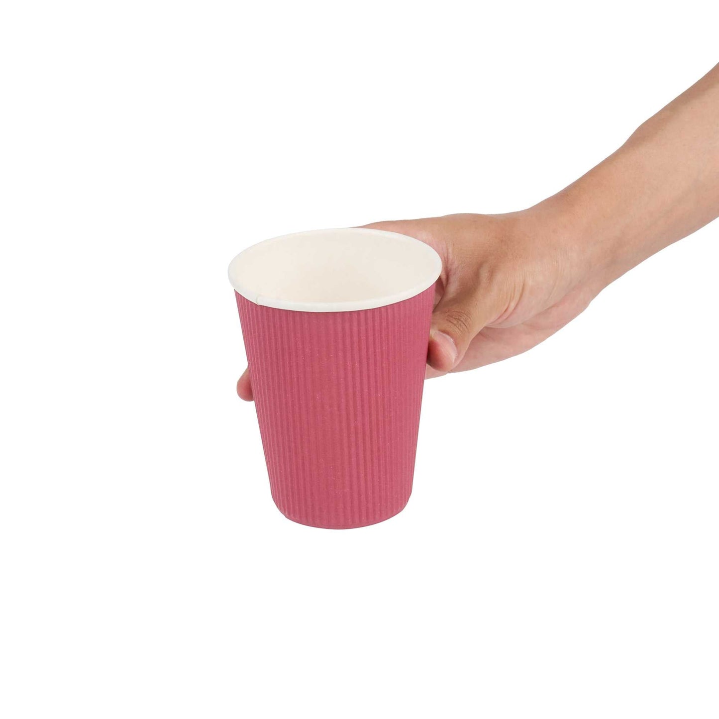 Restpresso 12 oz Crimson Paper Coffee Cup - Ripple Wall - 3 1/2" x 3 1/2" x 4 1/4" - 500 count box