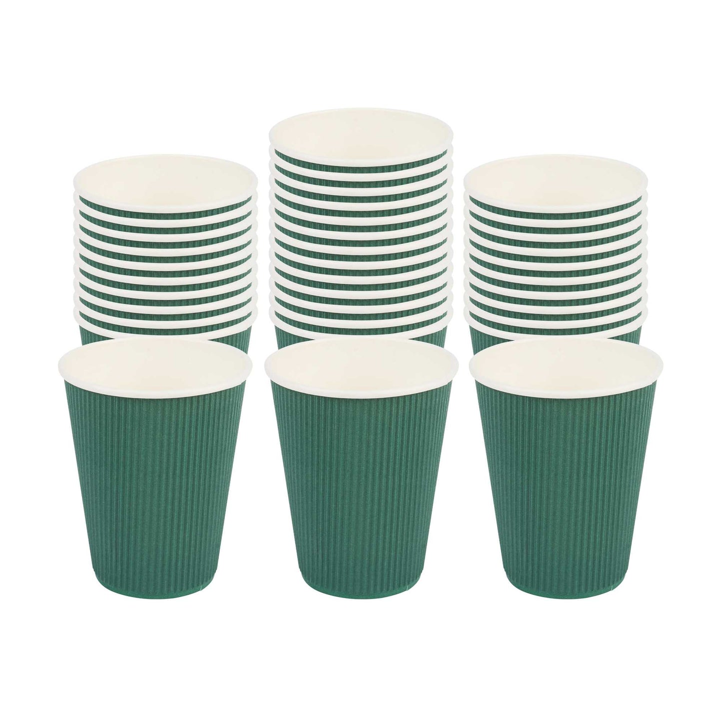 Restpresso 12 oz Forest Green Paper Coffee Cup - Ripple Wall - 3 1/2" x 3 1/2" x 4 1/4" - 25 count box