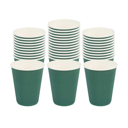 Restpresso 12 oz Forest Green Paper Coffee Cup - Ripple Wall - 3 1/2" x 3 1/2" x 4 1/4" - 25 count box