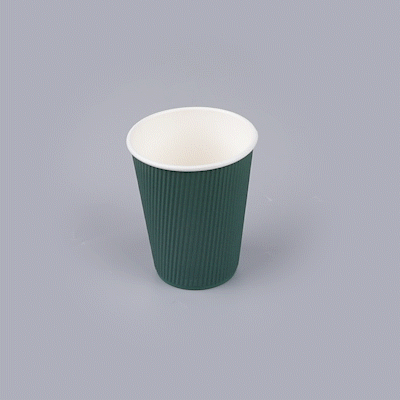 Restpresso 12 oz Forest Green Paper Coffee Cup - Ripple Wall - 3 1/2" x 3 1/2" x 4 1/4" - 25 count box