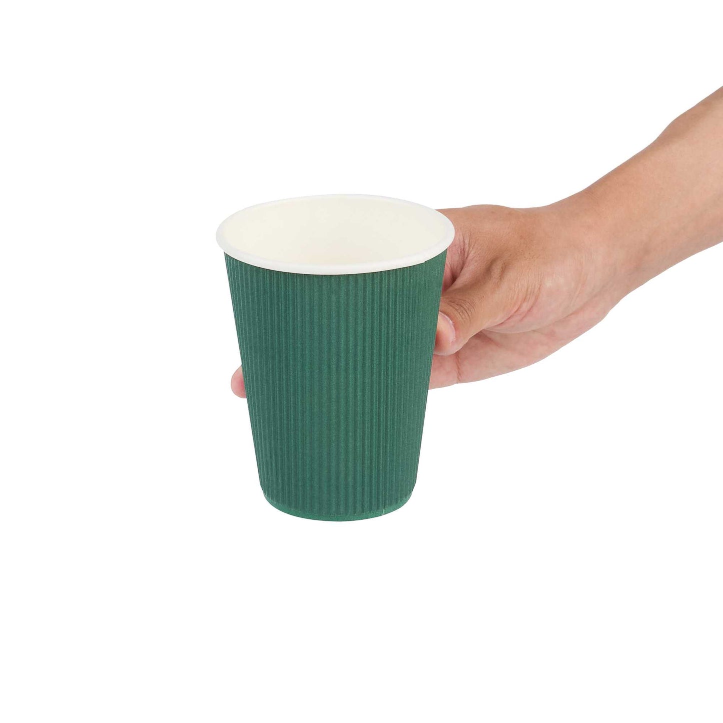 Restpresso 12 oz Forest Green Paper Coffee Cup - Ripple Wall - 3 1/2" x 3 1/2" x 4 1/4" - 500 count box