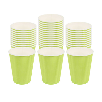 Restpresso 12 oz Eco Green Paper Coffee Cup - Ripple Wall - 3 1/2" x 3 1/2" x 4 1/4" - 500 count box
