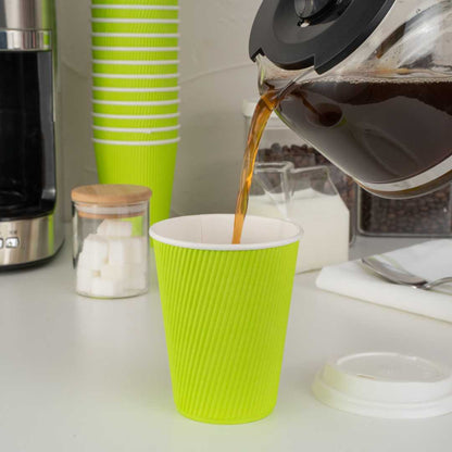 Restpresso 12 oz Eco Green Paper Coffee Cup - Ripple Wall - 3 1/2" x 3 1/2" x 4 1/4" - 25 count box