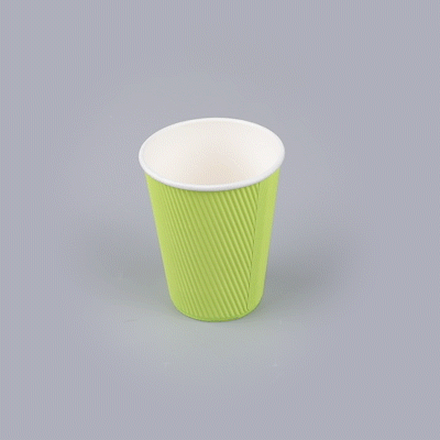Restpresso 12 oz Eco Green Paper Coffee Cup - Ripple Wall - 3 1/2" x 3 1/2" x 4 1/4" - 500 count box